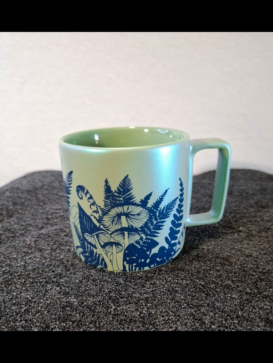 Starbucks Other - Starbucks Green Iridescent Mug with Navy Mushroom  Print